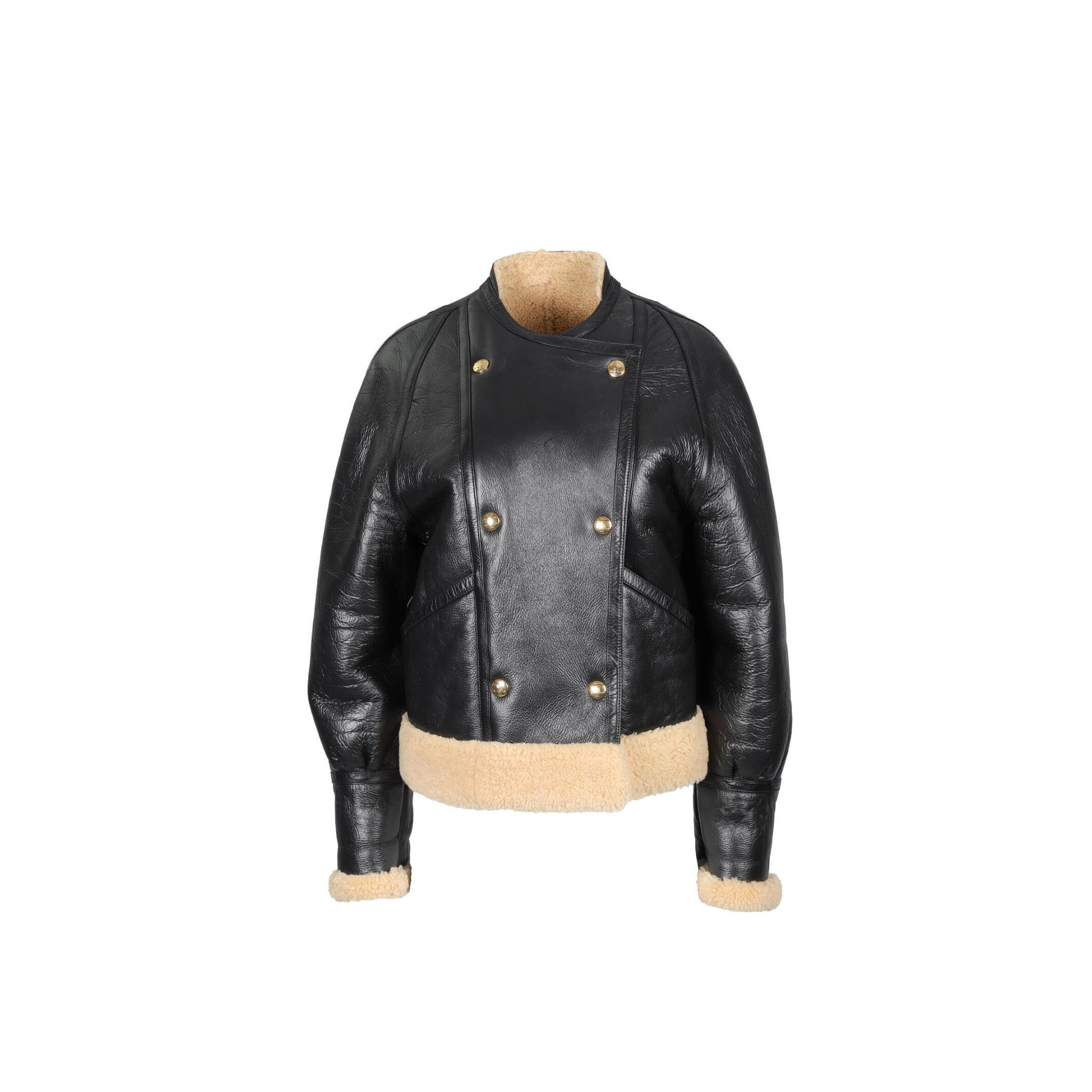 Ce1i*e black shearling and leather jacket fr